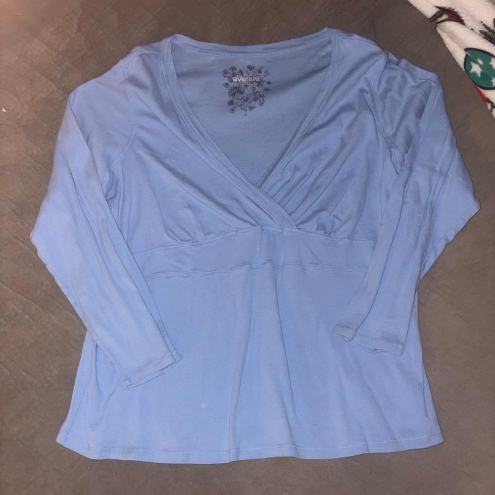 Avenue Soft Blue Long Sleeve Top